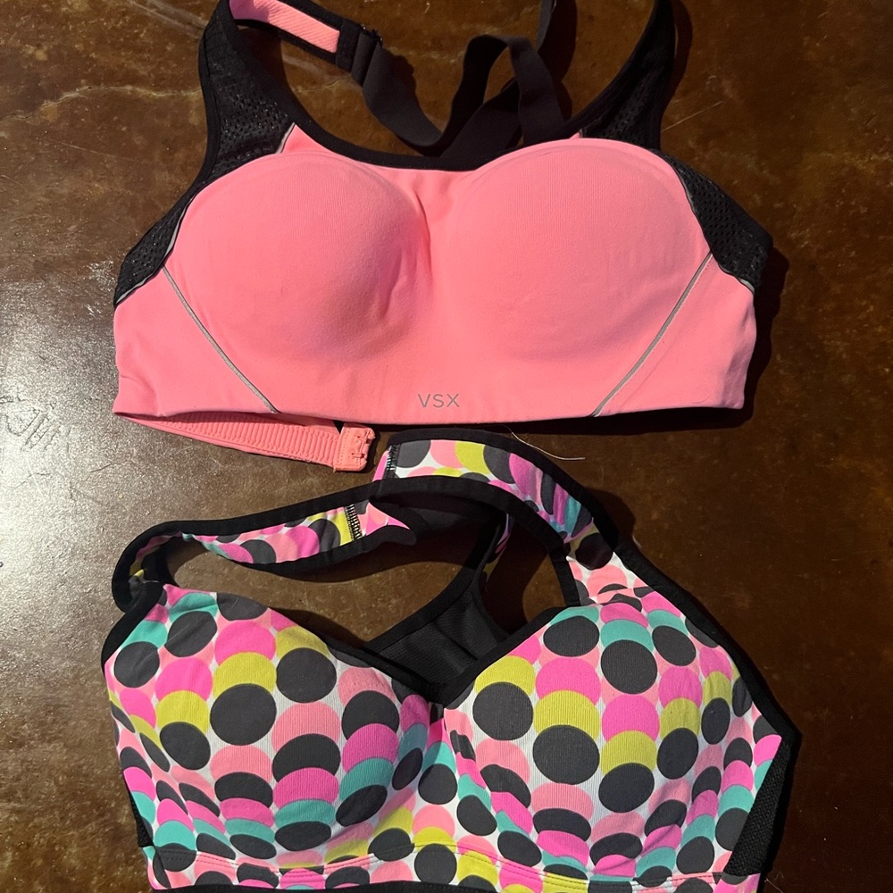 VSX Victoria Secret Sports Bras Pink Polka Dot NWOT